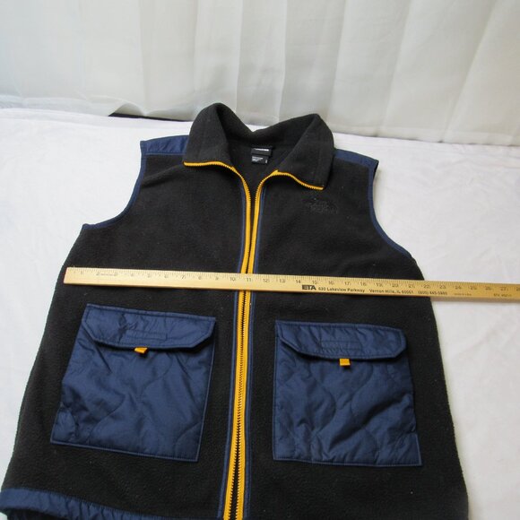 The North Face Vest Men Size Medium Royal Blue Yellow Zipper Fleece Pockets Good - Picture 6 of 10